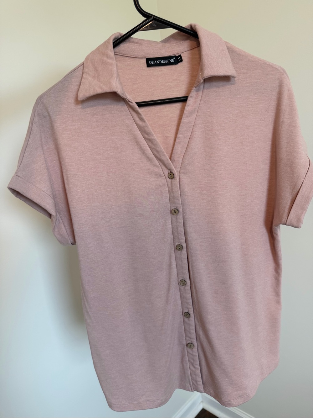 Charter Club Dusty Rose Button-Front Short Sleeve Top